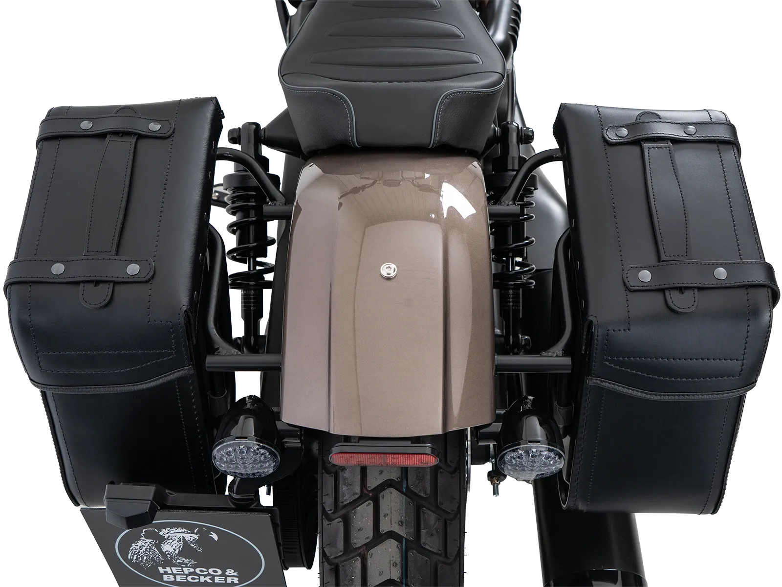 Kniptassenset zwart incl. houder voor Indian Scout Bobber 1250 (25-) Hepco & Becker