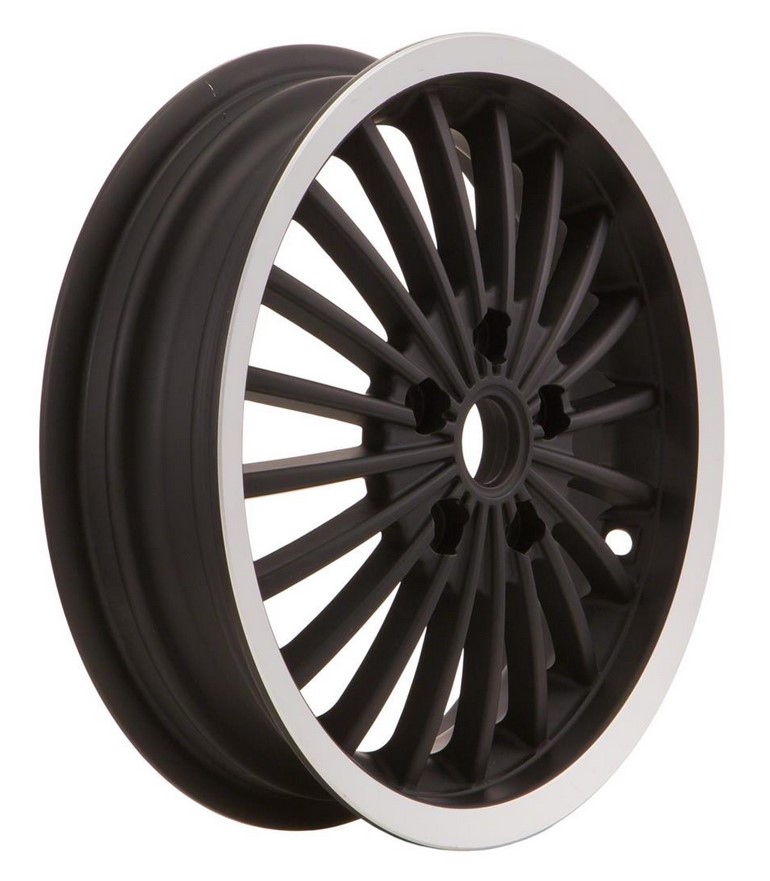 Velg voor/achter voor Vespa GTS/GTS Super/GTV/GT 125-300cc, zwart met gepolijste velg