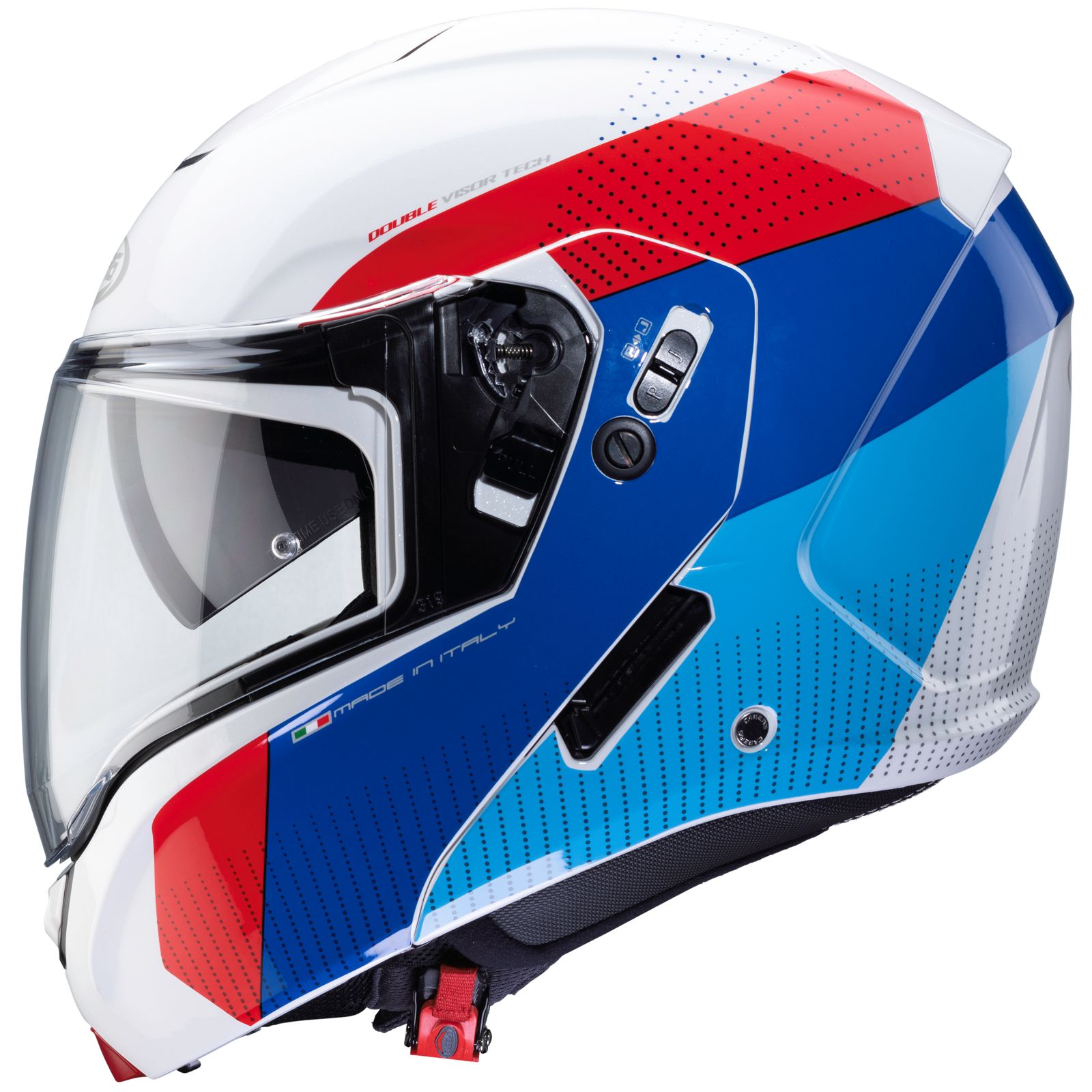 Caberg Horus Scout helm, wit metallic/rood-blauw