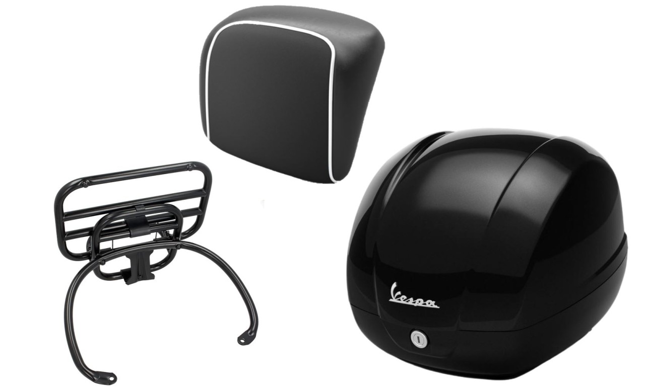 Topkofferset 36L nero cosmo (98/A), bagagerek chroom, rugkussen zwart voor GTS 125/300/310