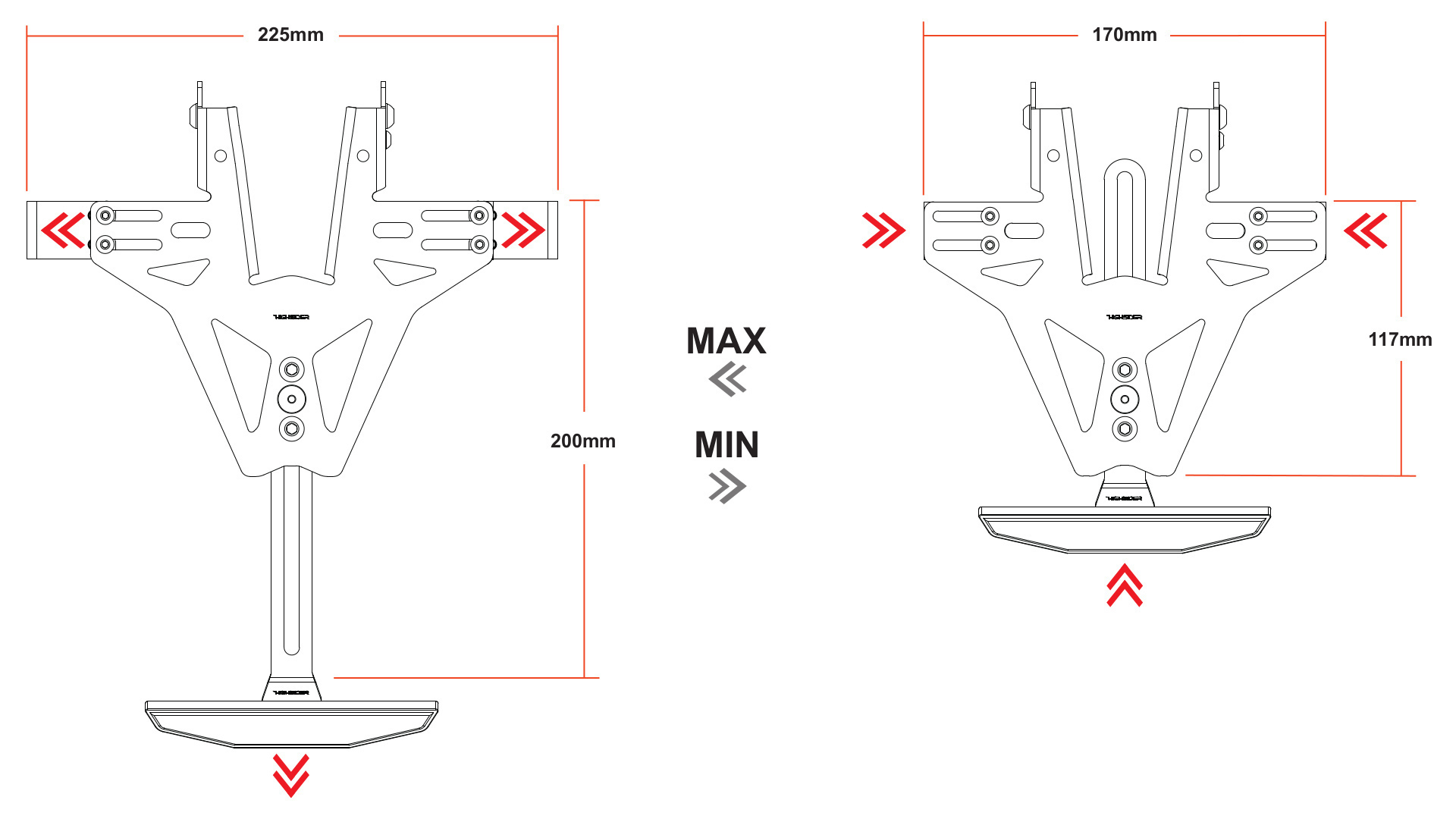 Korte nummerplaathouder incl. nummerplaatverlichting voor Kawasaki ZX-6R 636 (19-)