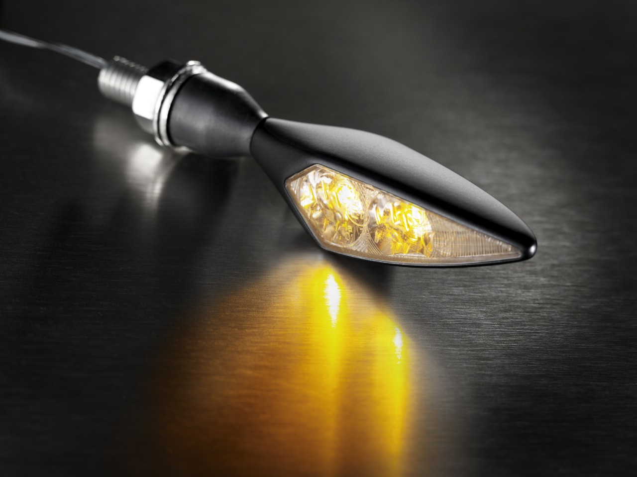 Kellermann-indicator, Rhombus Extreme, staal, LED, VR/HL, 12 V, zwart gesatineerd, M8x20, E-keurmerk