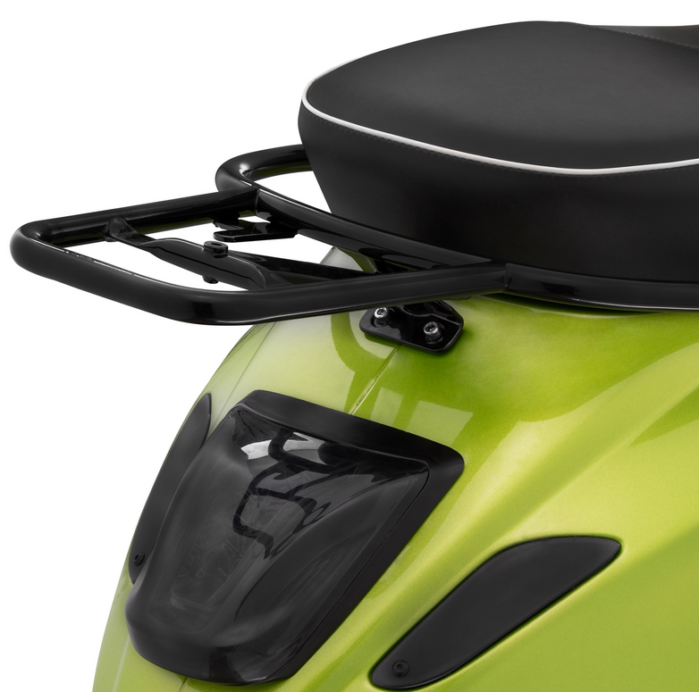 Bagagerek achteraan voor Vespa Primavera /Sprint /Elettrica 50-150cc, glanzend zwart