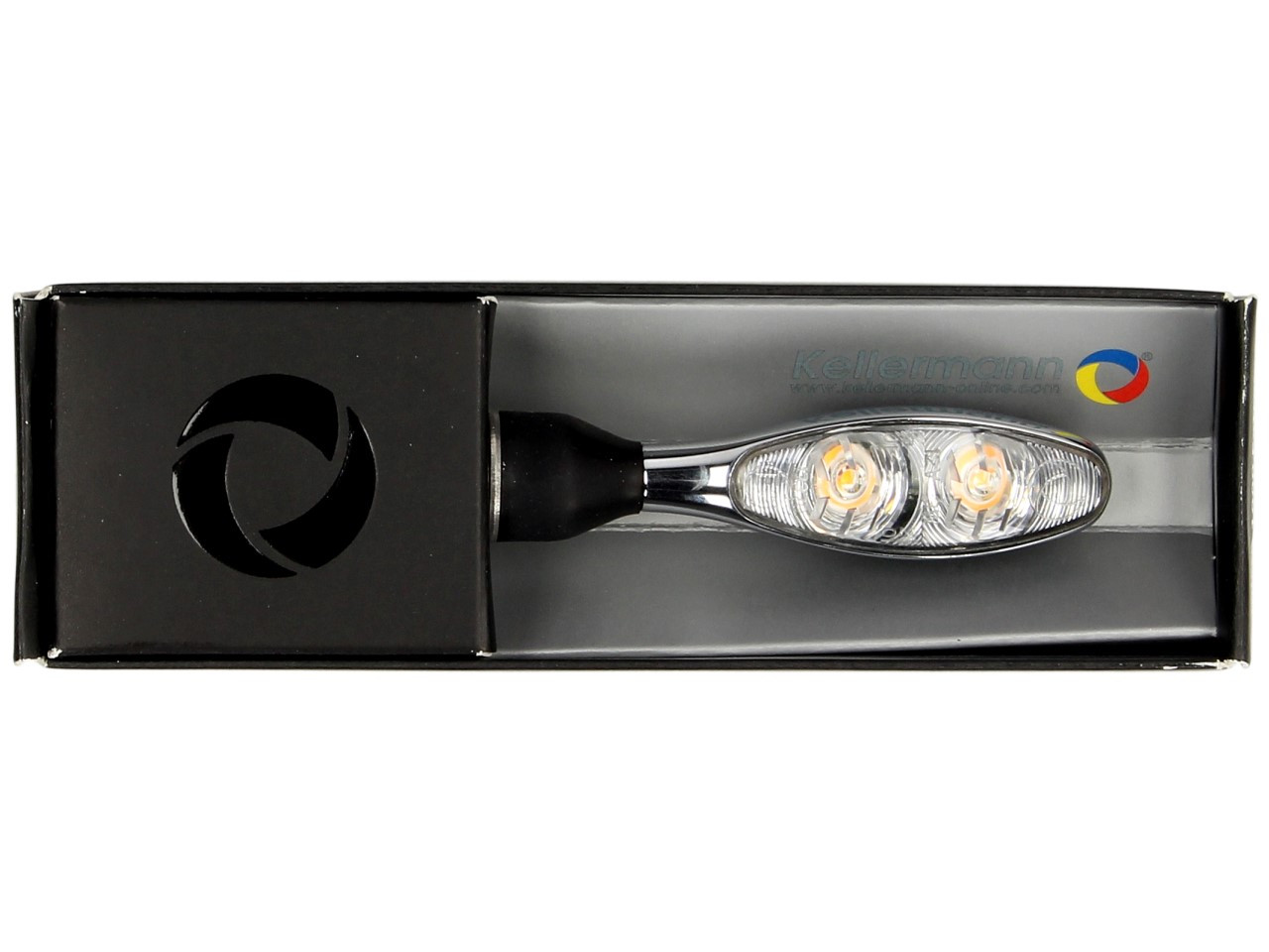 Kellermann indicator, Micro 1000 Extreme, staal, LED, V/H, L/R, 12 V, glanzend chroom, M8x20