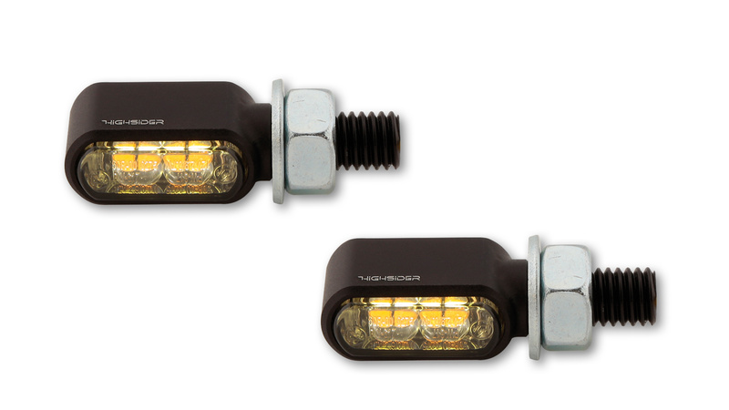 HIGHSIDER pro Little Bronx LED knipperlicht/positielicht zwart/getint 2in1, CNC, E-keurmerk (paar)