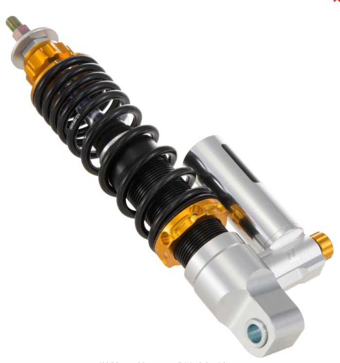 Schokdemper "Black Edition", voor voor Vespa Primavera/Sprint 50 -150cc 2T/4T AC, zilver/oranje