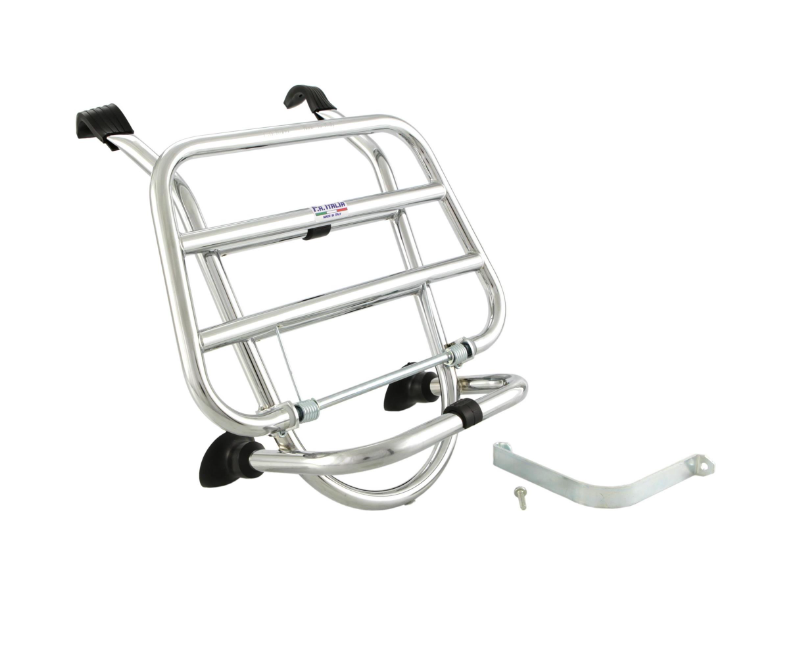 Bagagerek vooraan voor Vespa LX /LXV /S 50-150cc, opvouwbaar, chroom