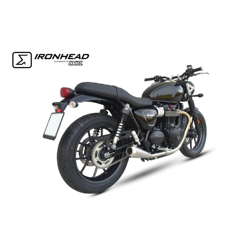 IRONHEAD Full Line achterdemper Triumph Street Twin 900 (16-18), roestvrij staal, slip-on, paar, E-approved