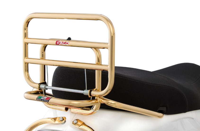 Bagagerek achteraan voor Vespa LX/LXV 50-150cc, opvouwbaar, goud