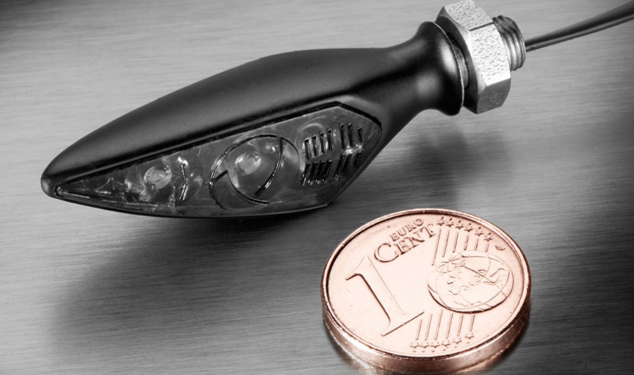Kellermann-indicator, Rhombus S Dark, aluminium, LED, VL/HR, 12 V, zwart gesatineerd, M5x0,5x6,5