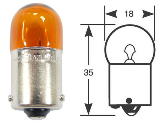 Ring gloeilamp, gloeilamp, doos van 10, 12 V, 10 W, BAU15s, oranje