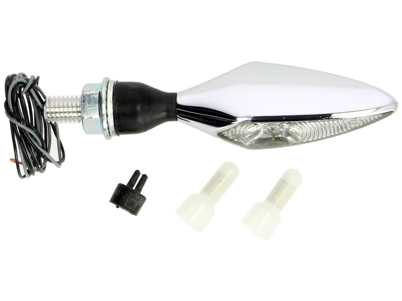 Kellermann indicator, ruit, staal, LED, VL/HR, 12 V, glanzend chroom, M8x20, E-goedgekeurd