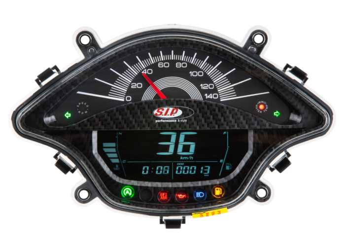 Toerenteller/snelheidsmeter voor Vespa Primavera/Sprint 50-150cc 2T/4T AC, carbon look