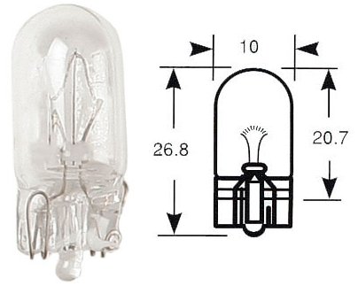 Ring gloeilamp, gloeilamp, 12 V, 5 W, W2,1x9,5d