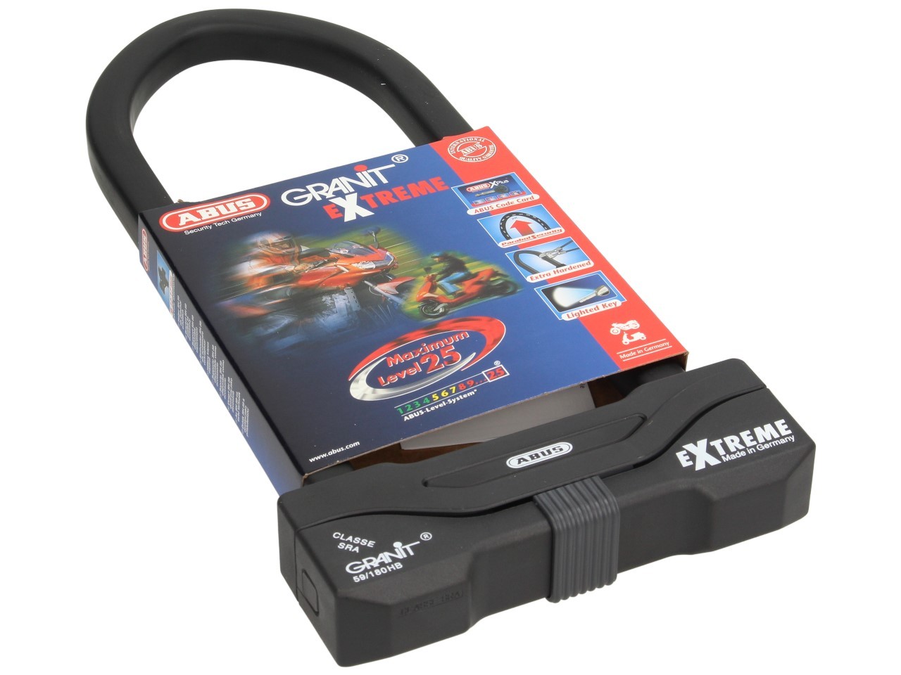 ABUS U-slot 310x111 Granit Extreme Plus 59 voor motorfiets, scooter & Vespa