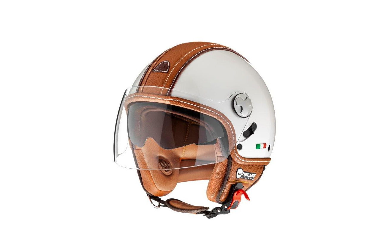 Helmo Milano PelleDura Premium wit glanzend met bruin ecoleer