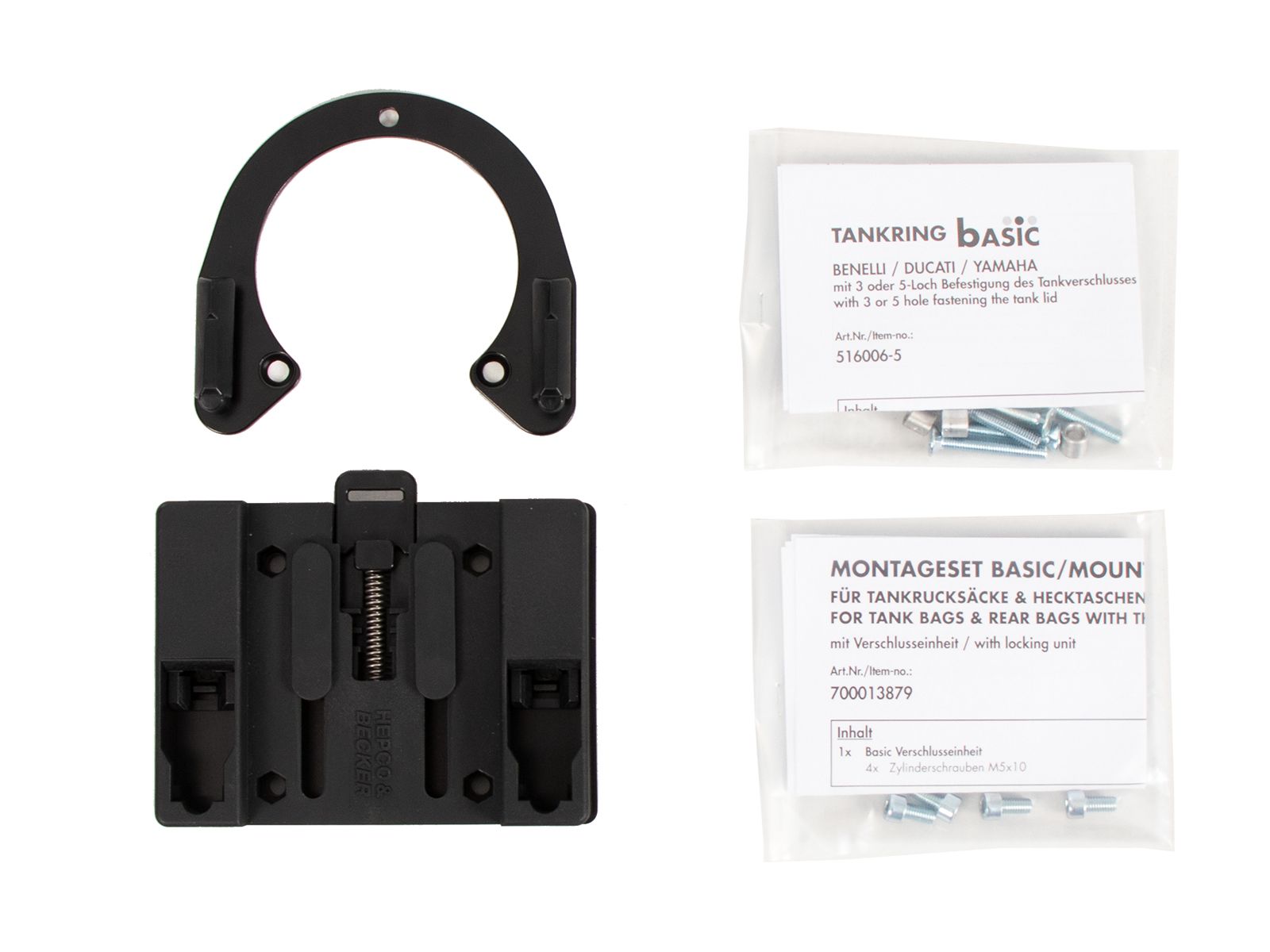 Basistankring incl. tanktasvergrendeling voor Yamaha & Ducati Hepco & Becker