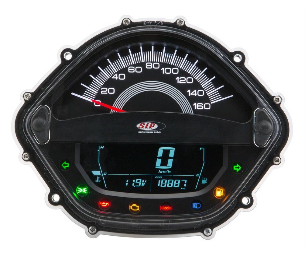 Toerenteller/snelheidsmeter voor Vespa GTS/GTS Super 125-300cc ('14-'16), zwart