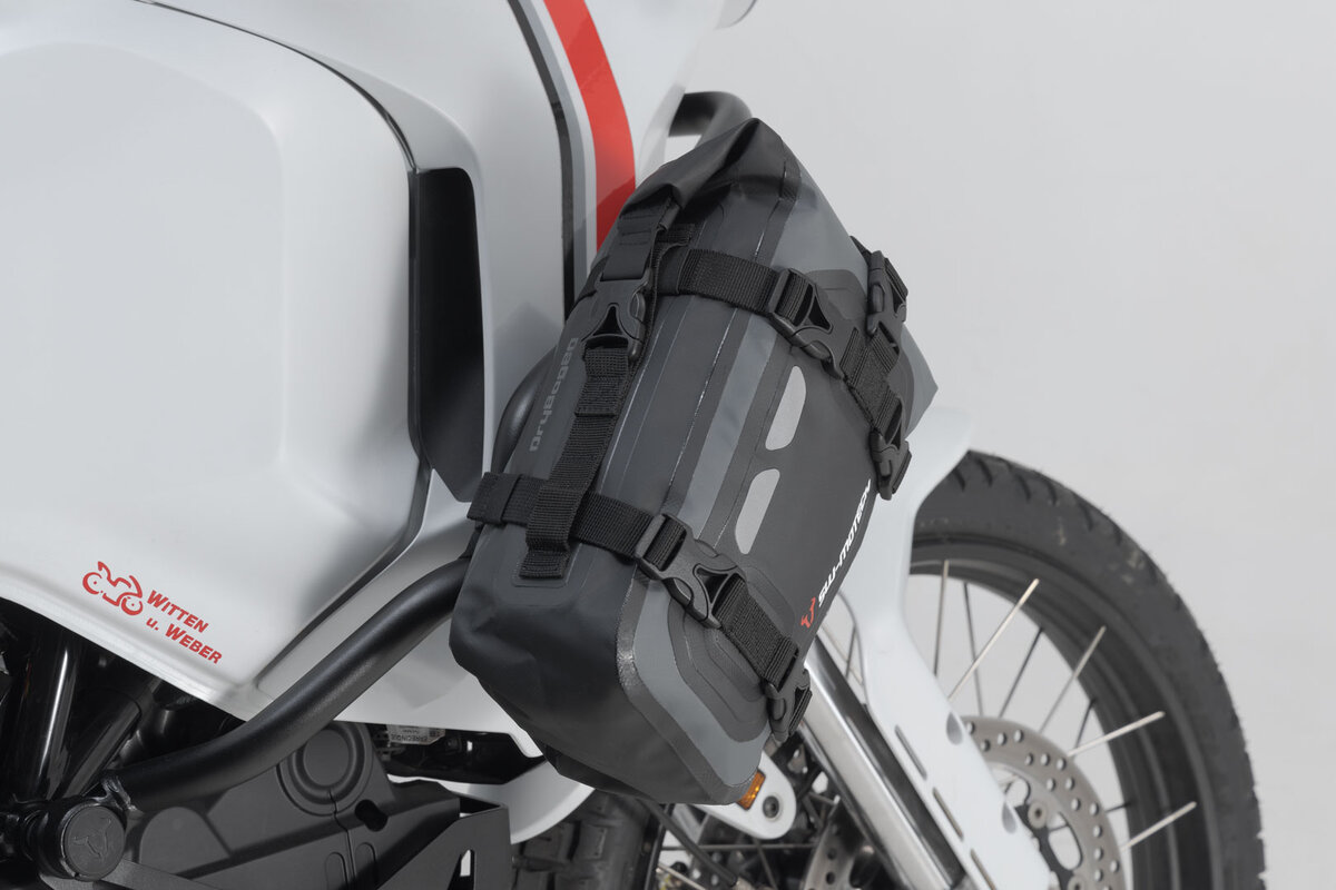 Drybag 80 achtertas voor Aprilia ETV 1200 Caponord, zwart/grijs - SW Motech