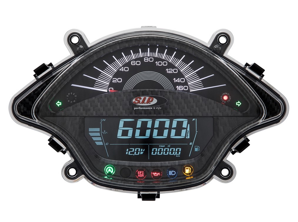 Toerenteller/snelheidsmeter voor Vespa GTS/GTS Super 300cc FL ('14-), carbon-look