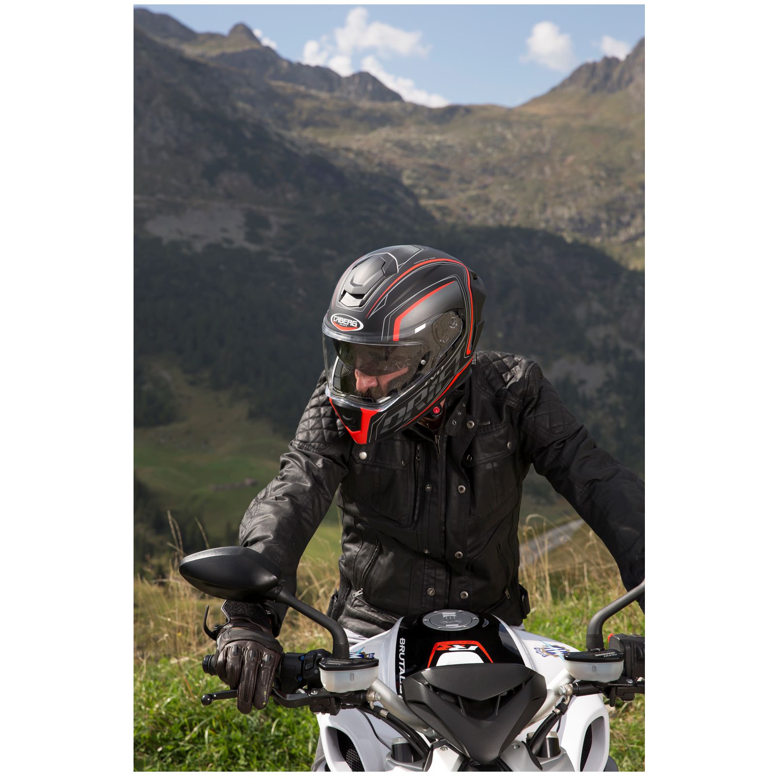 Caberg Helm Drift Evo Integra, mat-zwart/grijs-fluo-rood