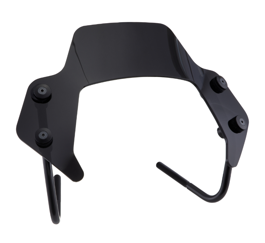 Flyscreen voor Vespa Sprint 50-150cc 2T/4T, zwarte houders, zwart getint