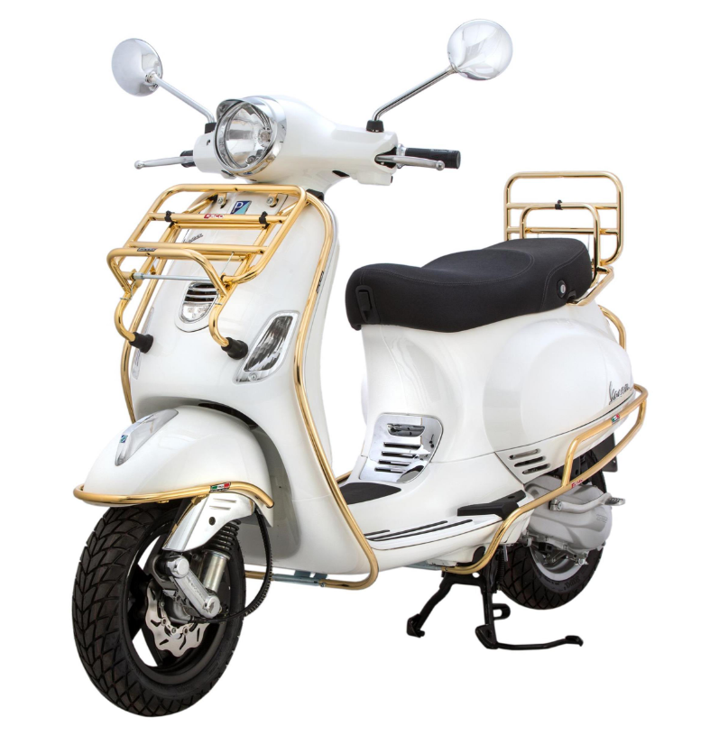 Bagagerek achteraan voor Vespa LX/LXV 50-150cc, opvouwbaar, goud