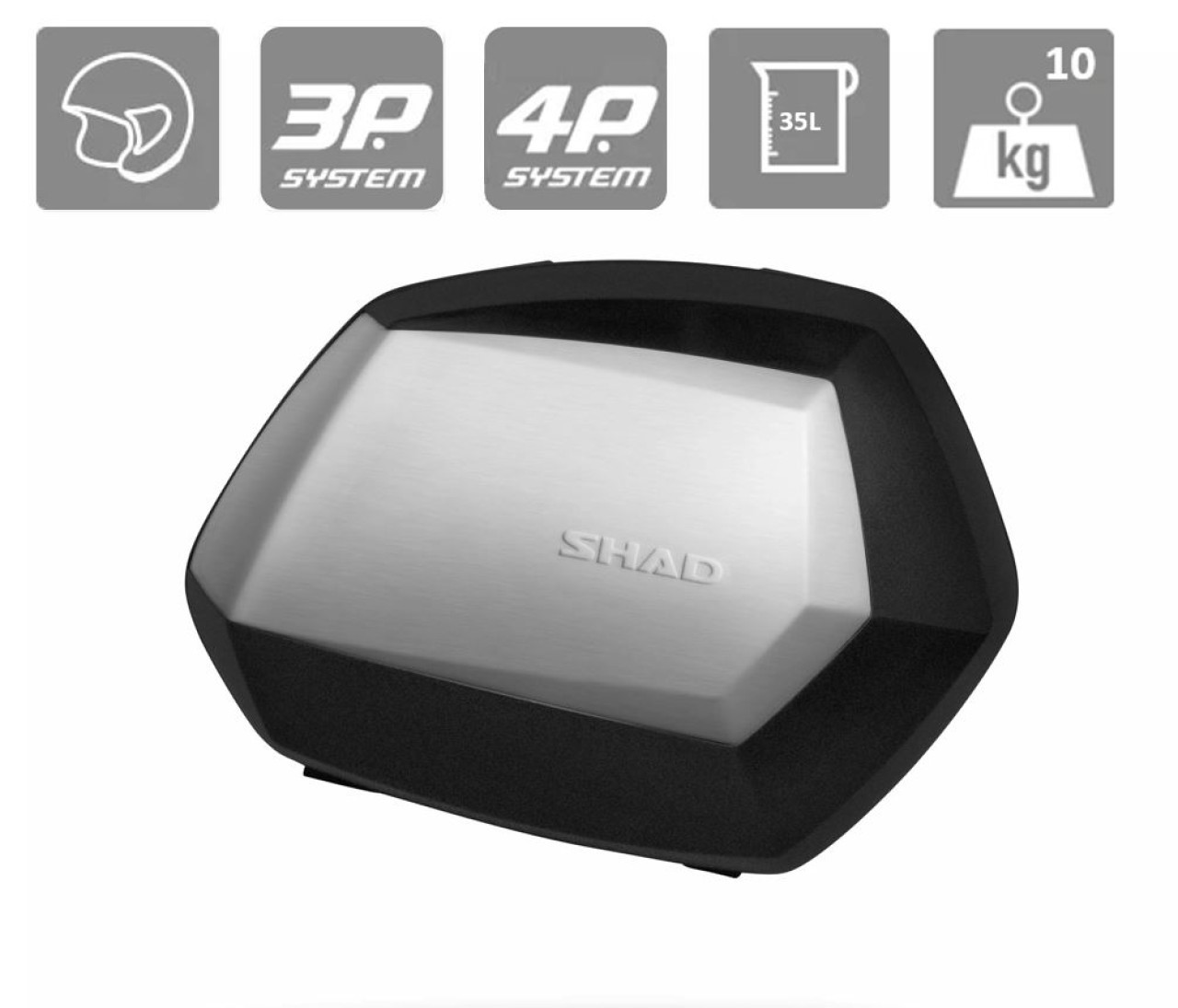 Shad set zijkoffers SH35, aluminium / zwart, 35 l