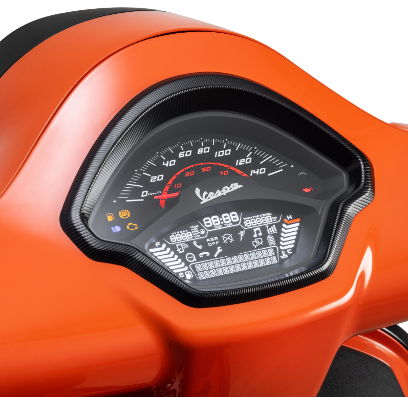 Decoratieve ring snelheidsmeter voor Vespa GTS/GTS Super 125/300cc (`22-), aluminium, zwart geanodiseerd