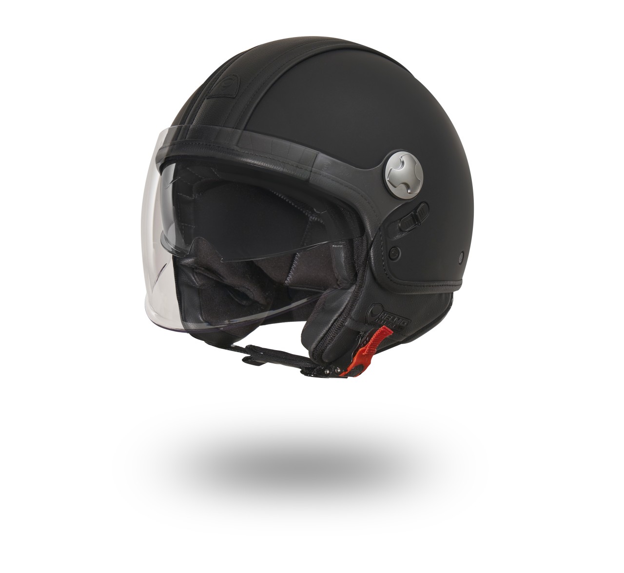 Helmo Milano Demi Jet, PelleDura Premium, zwart mat met zwart ecoleer
