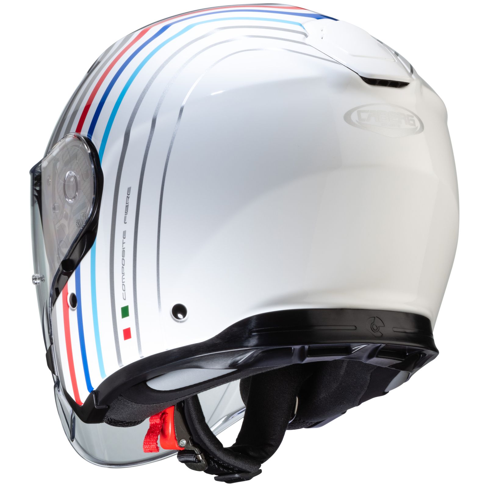 Caberg Helm Flyon Bakari, wit/zilver-blauw-rood