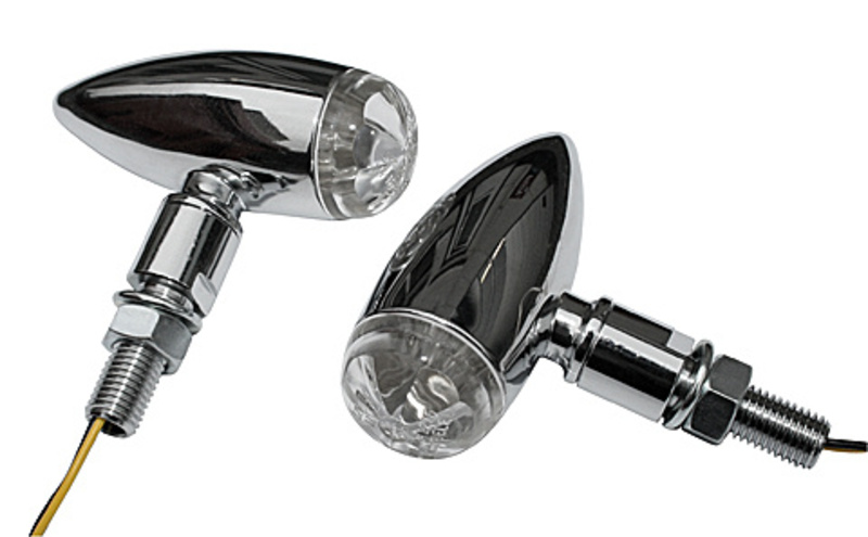 HIGHSIDER Pro Micro-Bullet LED Knipperlichtbehuizing Chroom / Lens Helder (Paar), Voor & Achter