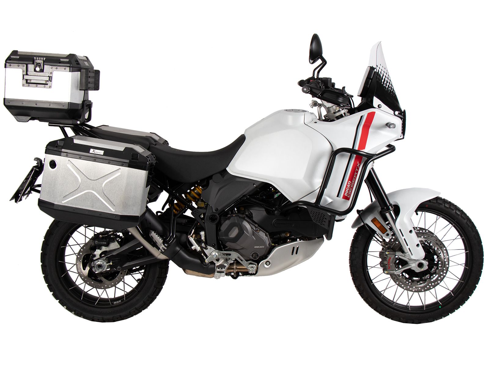 Kofferdrager set Cutout drager incl. kofferset Xplorer Cutout zilver voor Ducati Desert X (22-)