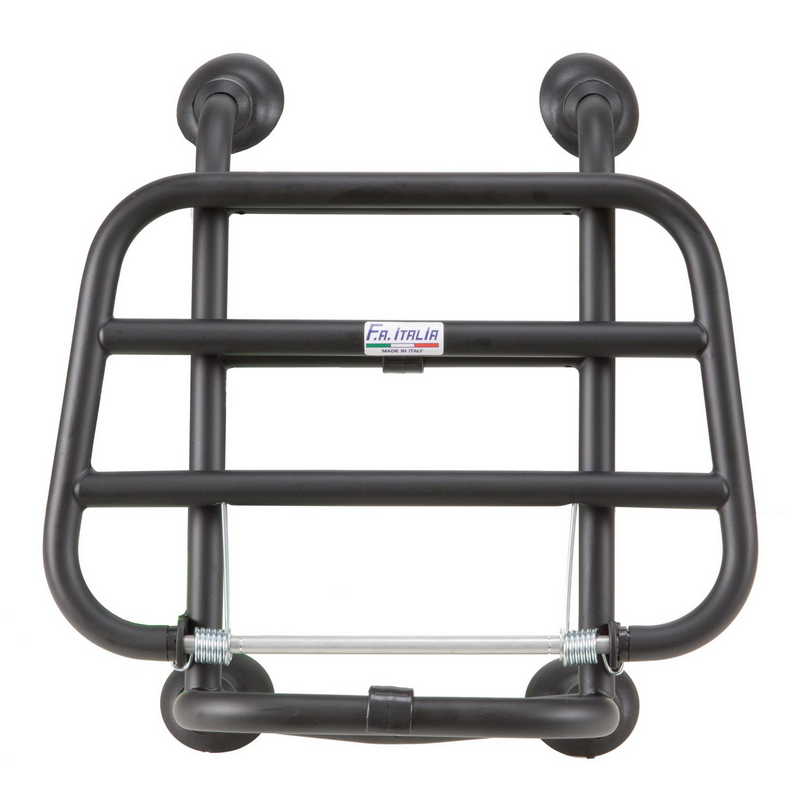 Bagagerek vooraan voor Vespa Primavera /Sprint /Elettrica 50-150ccm, opvouwbaar, glanzend zwart