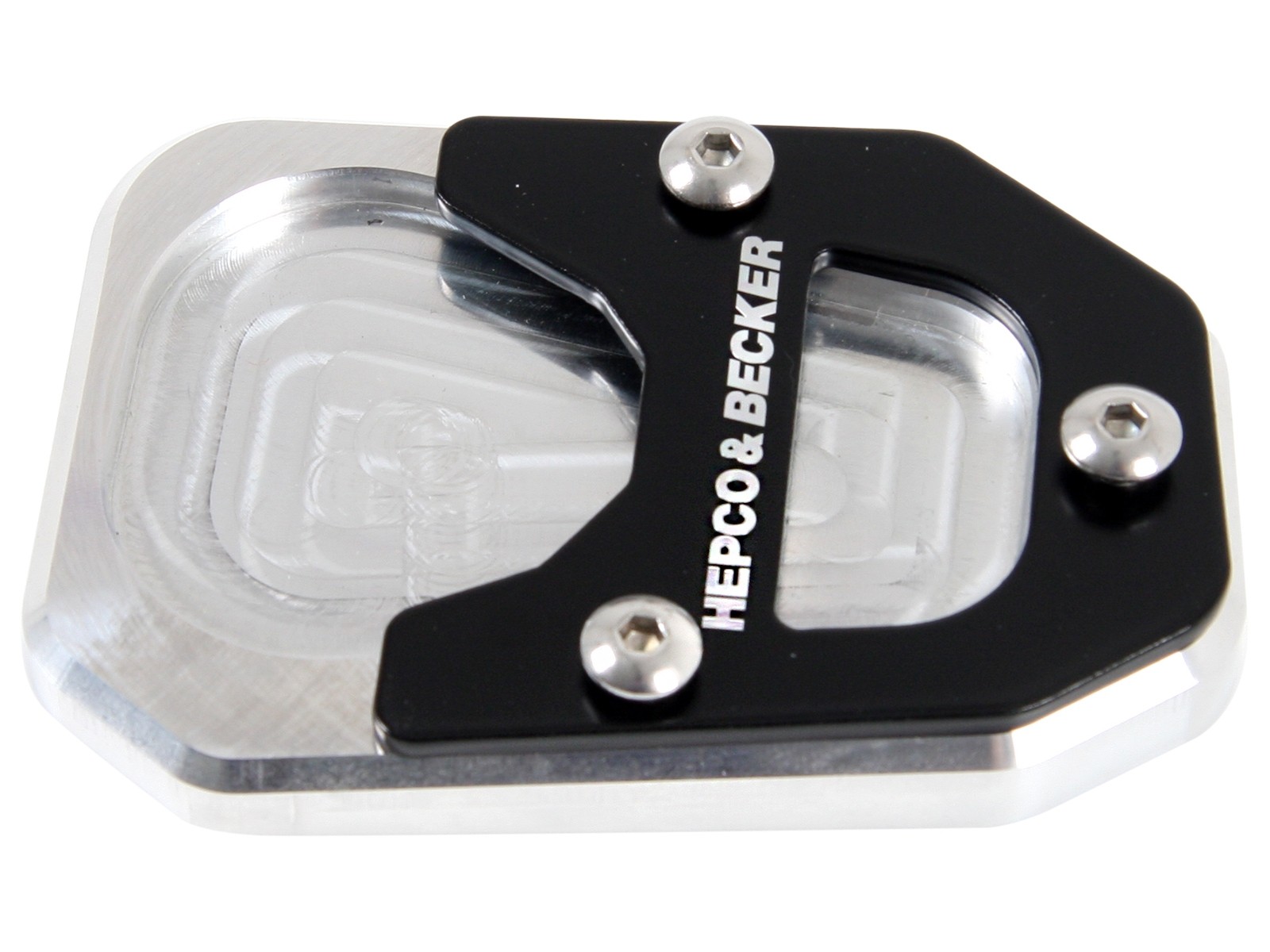 Zijstandaardplaat zilver zwart voor BMW R nineT Pure (17-23) Hepco & Becker