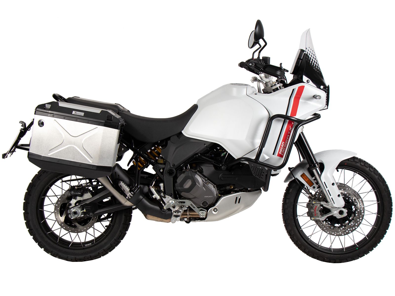 Kofferdrager set Cutout drager incl. kofferset Xplorer Cutout zilver voor Ducati Desert X (22-)