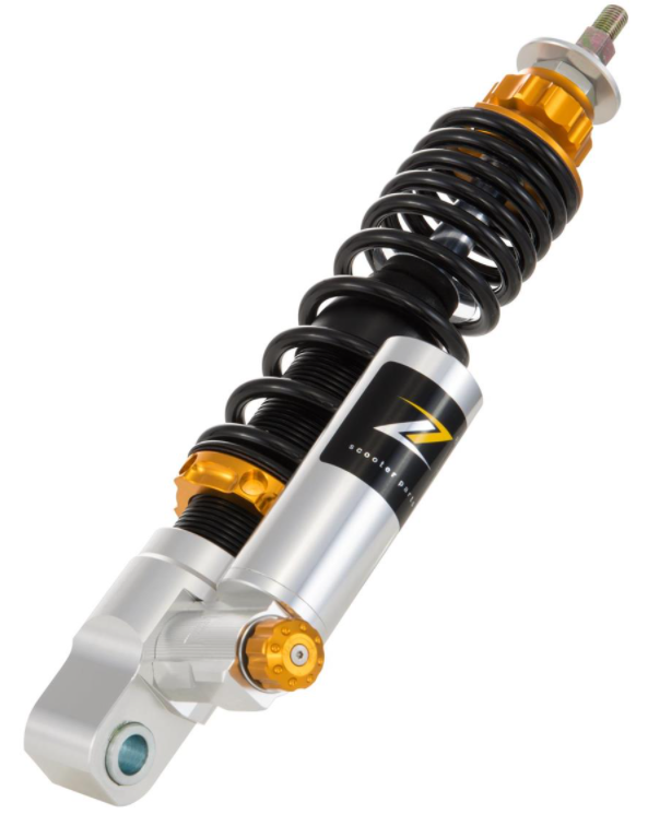 Schokdemper "Black Edition", voor voor Vespa Primavera/Sprint 50 -150cc 2T/4T AC, zilver/oranje