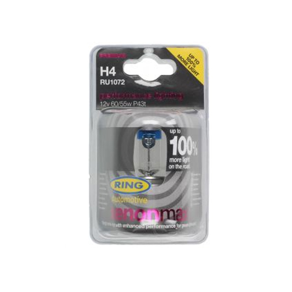 Ringlamp, gloeilamp, H4, +100% meer licht, 12 V, 60/55 W, P43t