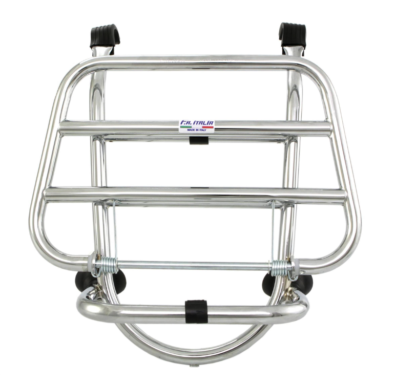 Bagagerek vooraan voor Vespa LX /LXV /S 50-150cc, opvouwbaar, chroom