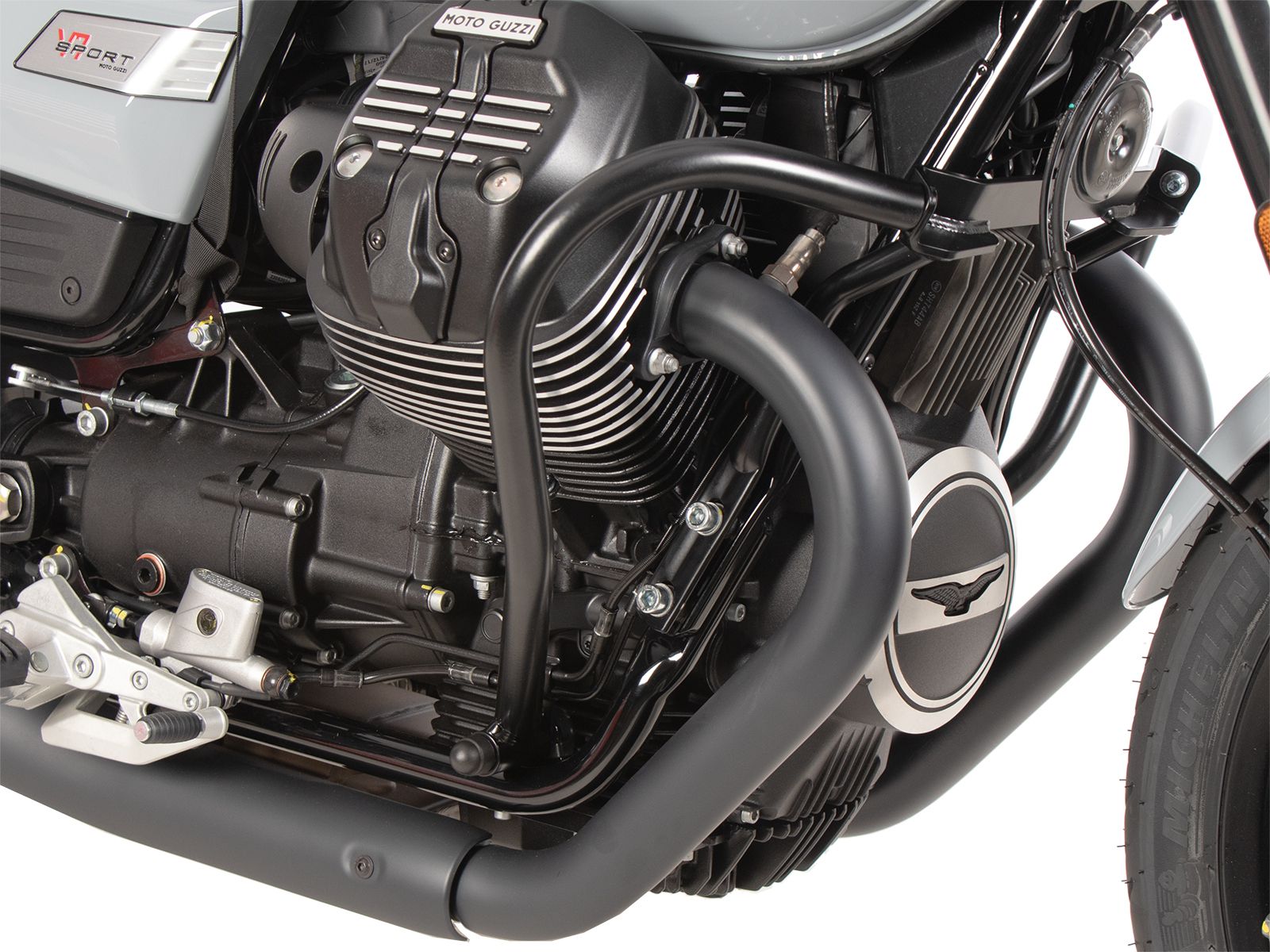Motorbeschermer zwart voor Moto Guzzi V7 850 Stone (25-) Hepco & Becker