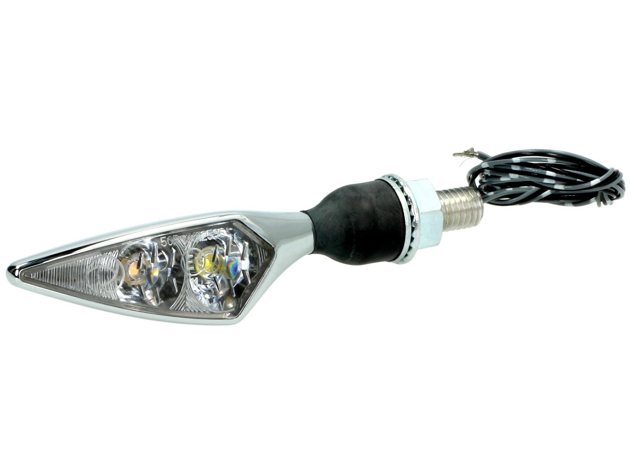 Kellermann indicator met positielicht, Rhombus PL, staal, LED, VR, 12 V, glanzend chroom, M8x20
