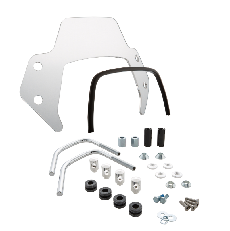 Flyscreen voor Vespa Sprint 50-150cc 2T/4T, zilveren houders, helder