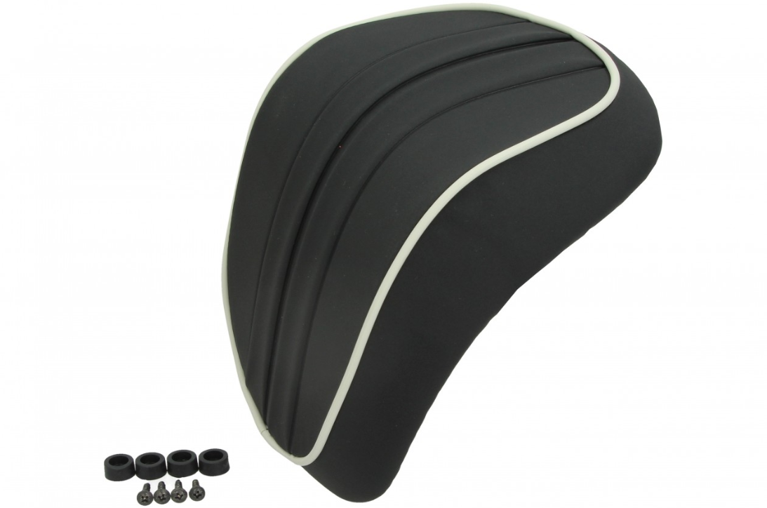 Rugleuning "Nabuk" Vespa Primavera / Sprint, zwart met witte bies