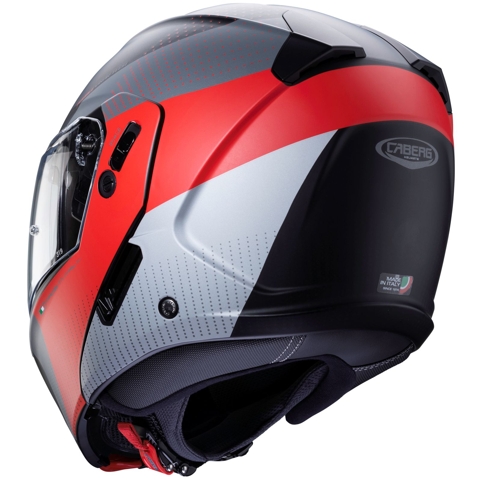 Caberg Horus Scout helm, mat zwart/fluorood-grijs