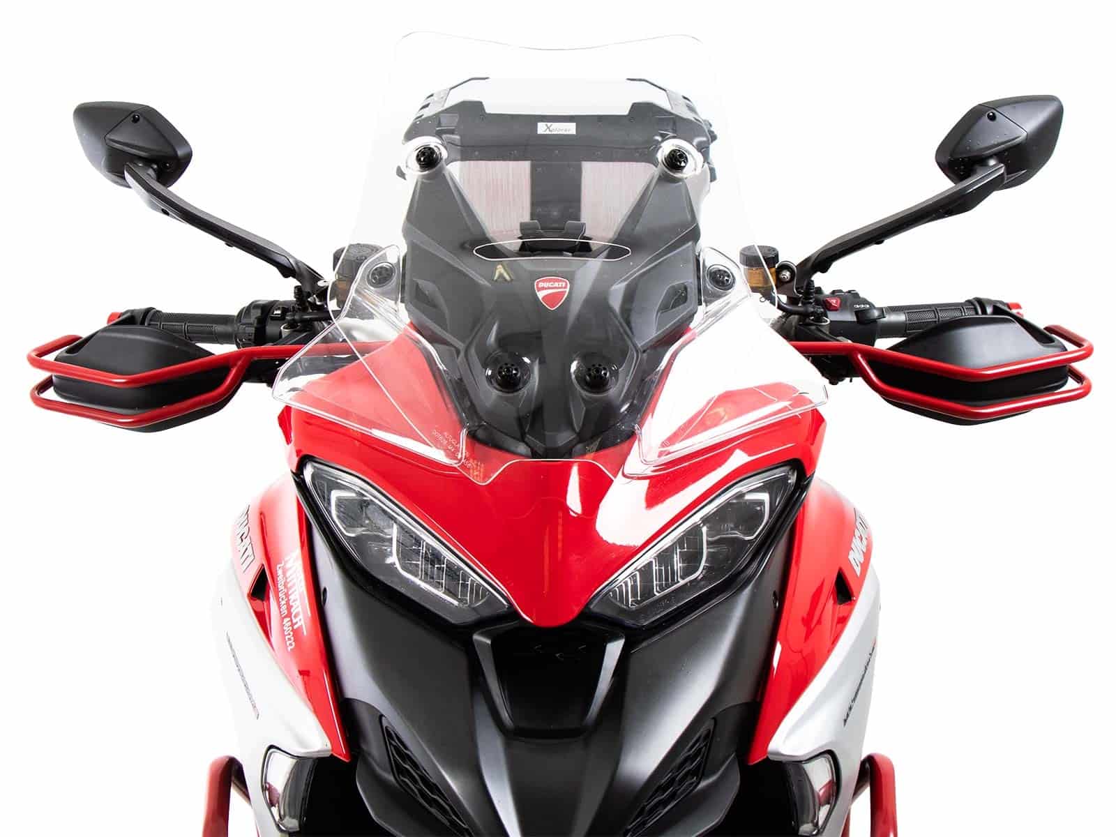 Handvatbeschermer (links + rechts) rood voor Ducati Multistrada V4 /S /Pikes Peak /Rally /RS (25-)