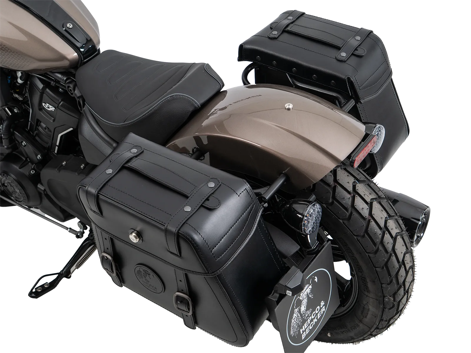 Kniptassenset zwart incl. houder voor Indian Scout Bobber 1250 (25-) Hepco & Becker