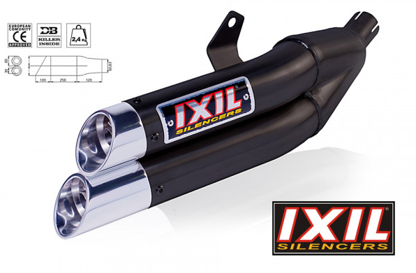 IXIL HYPERLOW BLACK XL rvs achterdemper voor KTM Duke 125 (Bj.17-)