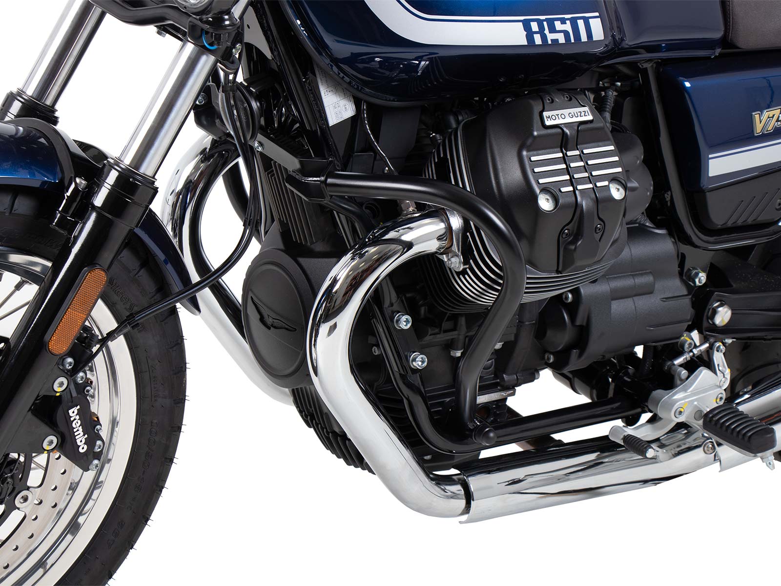 Motorbeschermer zwart voor Moto Guzzi V7 850 Stone Corsa (2024) Hepco & Becker