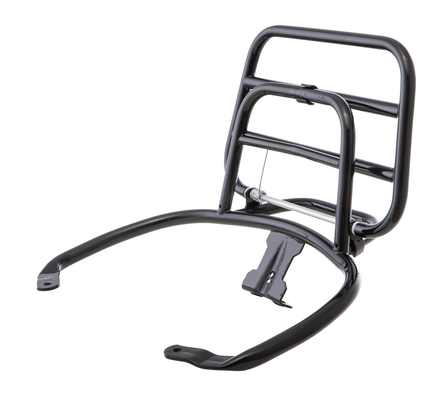 Bagagerek achteraan voor Vespa Primavera /Sprint 50-150cc, opvouwbaar, glanzend zwart