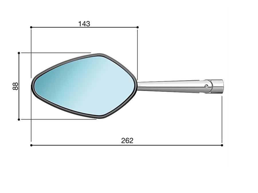 Spiegel RIZOMA "Veloce naked" links of rechts voor Vespa, zilver/zwart